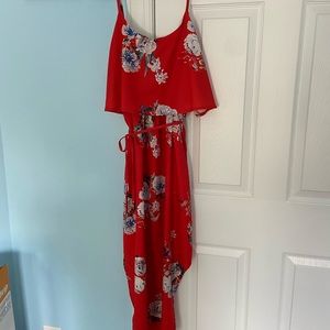 Red tropical dress